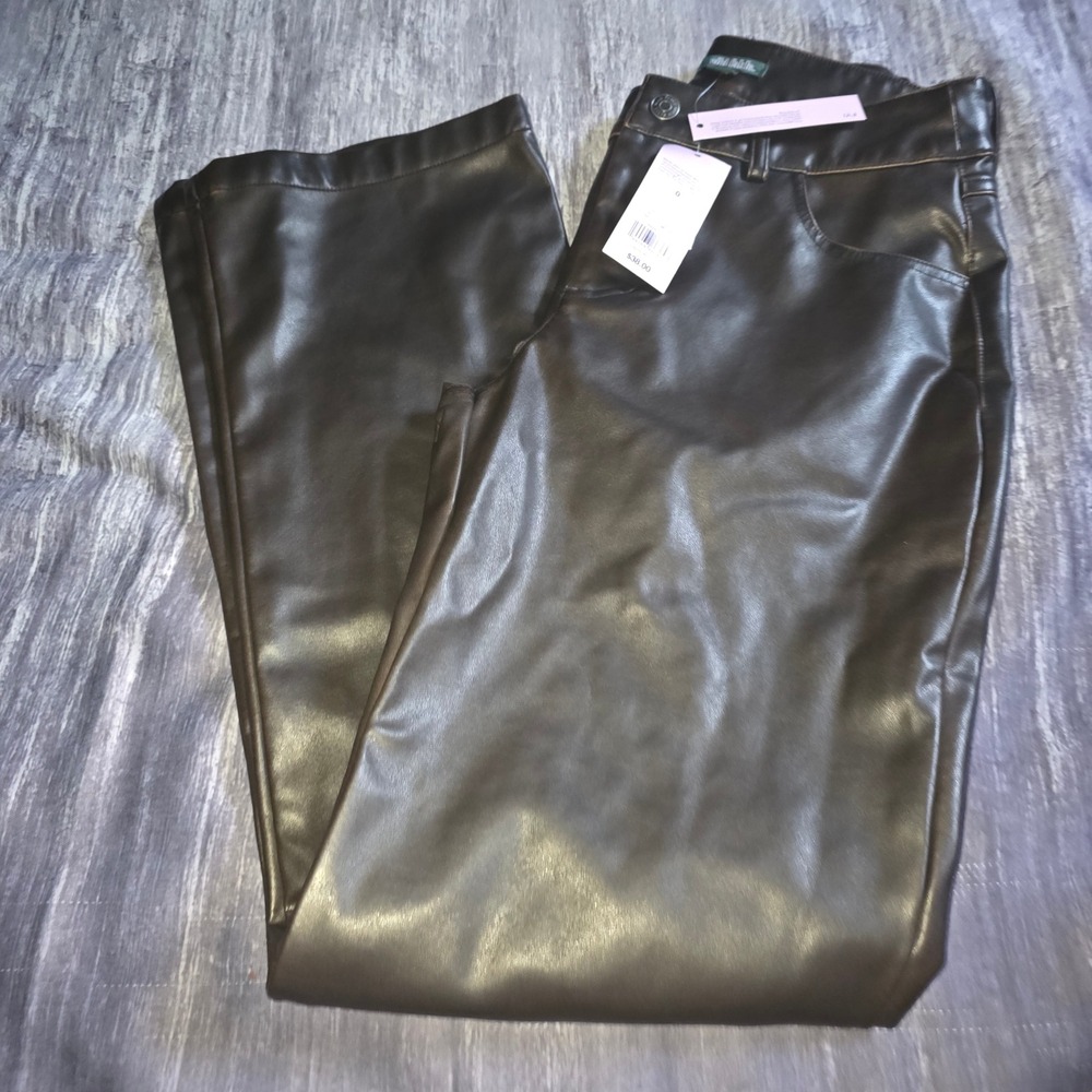 Wild Fable Brown Faux Leather Pants Size 0 NWT High Rise Trousers